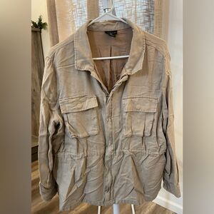 NWOT Tahari cinch waist zippered linen jacket